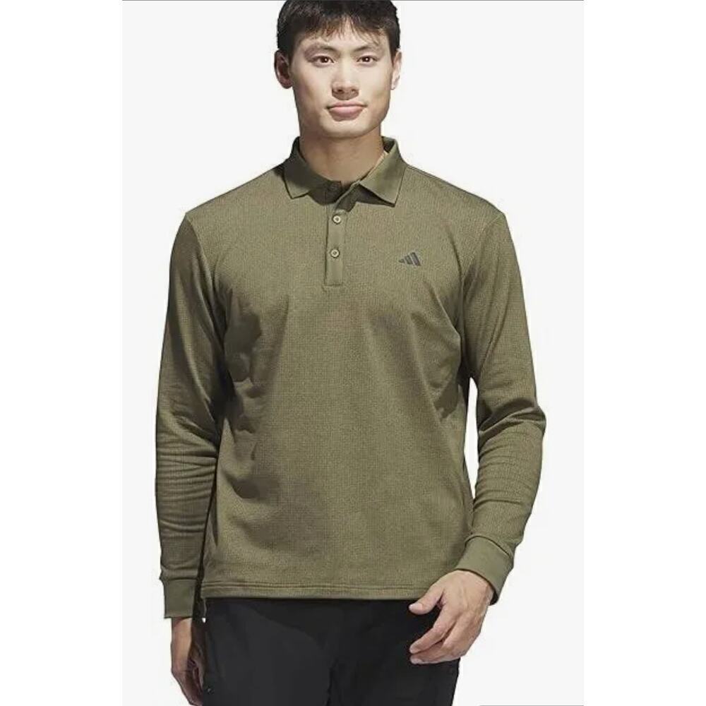 Adidas Golf Polo Olive Green Long Sleeve Medium